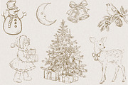 Victorian Line Art Christmas Set, a Decorative Illustration by AlenaVlasko stock Market (Thumbnail 9 of 13)