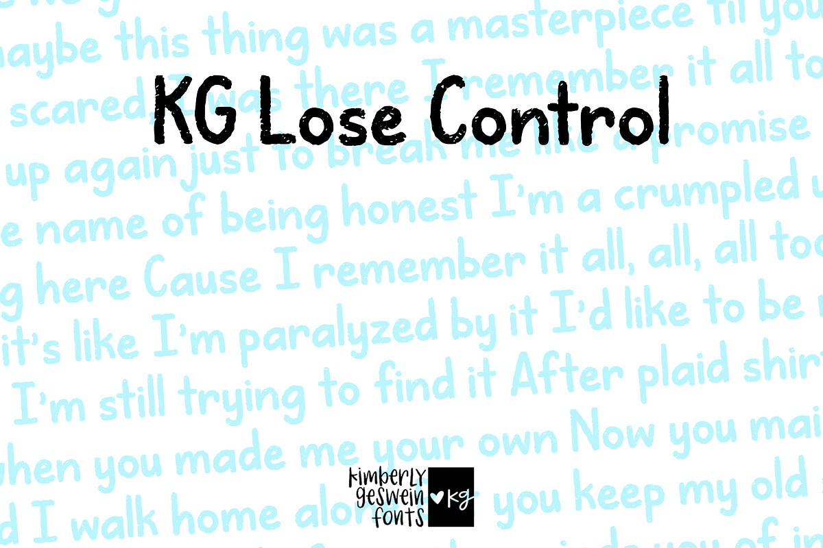 KG Lose Control, a Handwritten Font by Kimberly Geswein Fonts (Photo 2 of 2)