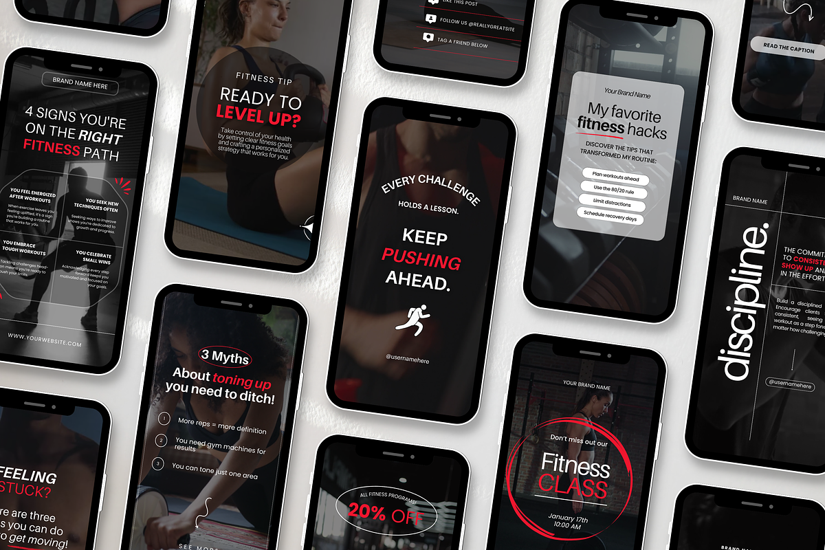 Fitness Coach Canva Template Bundle, a Social Media Template by DigiPax (Photo 6 of 15)