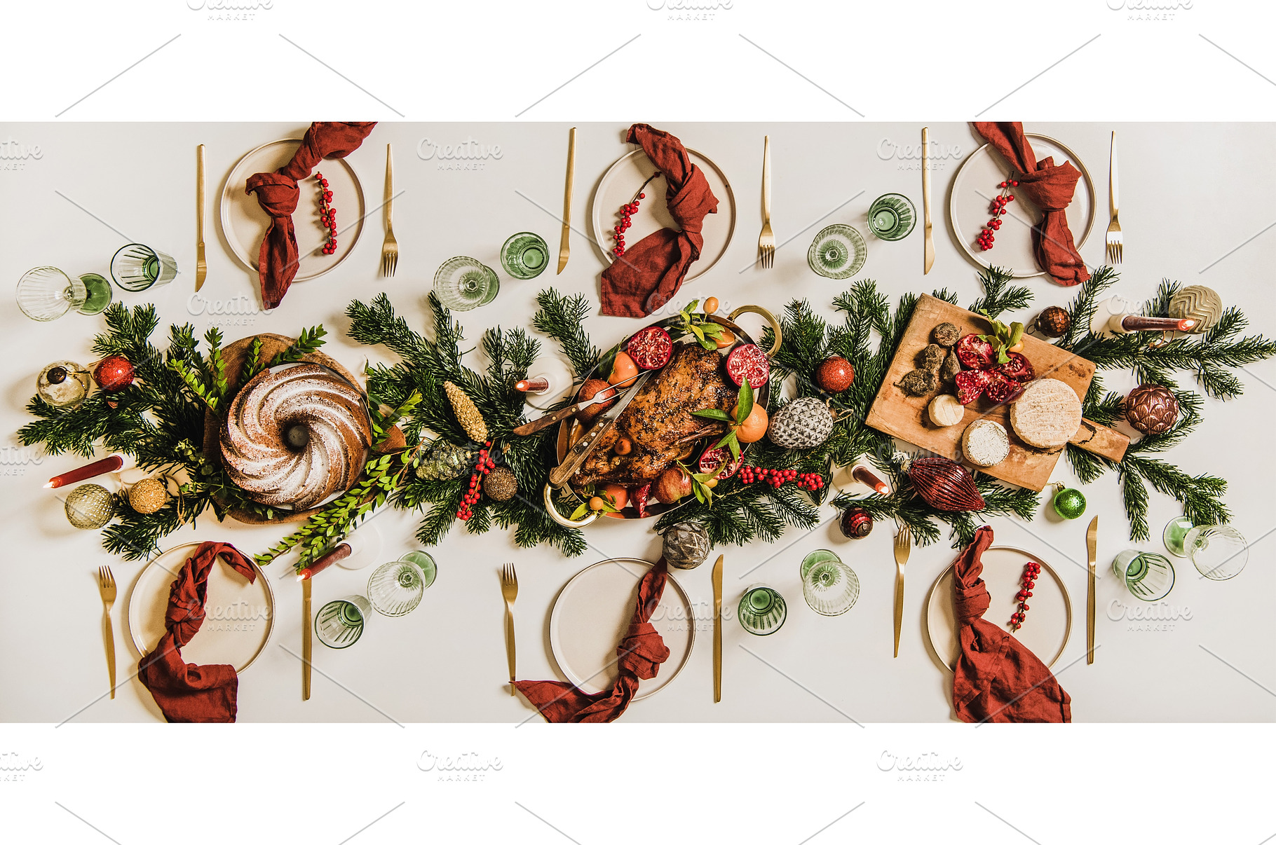 Flat-lay of Festive Christmas table, a Food & Drink Photo by Foxys