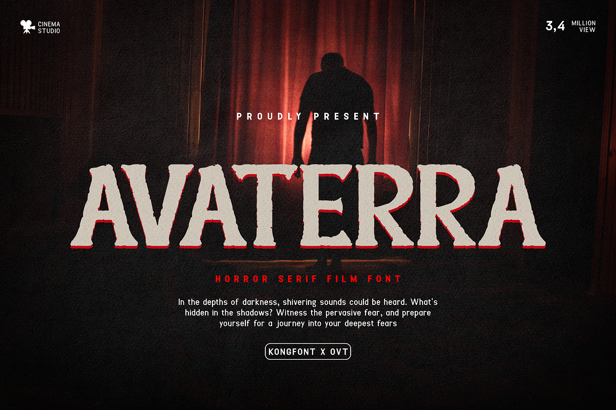 Avaterra - Horror Serif Film Font, a Serif Font by overlaytemplates (Photo 1 of 5)