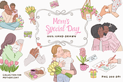 Mother's Day Hand Drawn Clipart PNG, a Decorative Illustration by InstaDesignPro (Thumbnail 1 of 11)