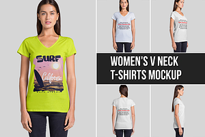Women's V Neck T-Shirts Mockup, a Shirt Mockup by Mock-up Store