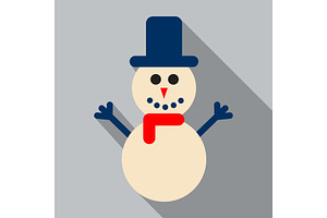 Snowman Vector Illustration With Blue Hat