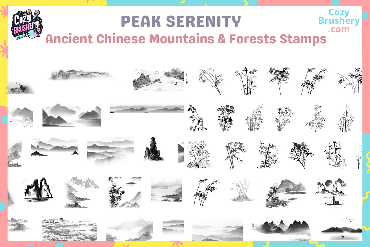 Procreate Chinese Watercolor Nature, a Brush Add-On by Cozy Brushery (Photo 5 of 5)