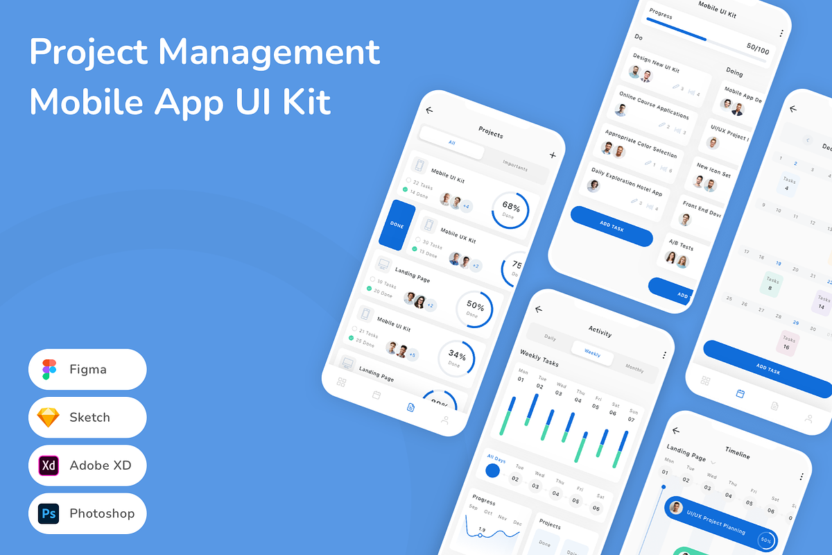Project Management Mobile App UI Kit, an UI Kit Template by Betush