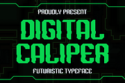 Digital Caliper-Futuristic Typeface, a Handwritten Font by MaikoHatta (Thumbnail 1 of 9)