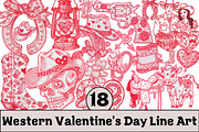 Western Valentine's Day Line Art, an Illustration by Design Market (Thumbnail 1 of 3)