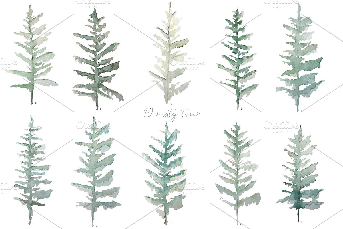 Watercolor fir trees and mountains, an Illustration by marie dricot (Photo 8 of 11)