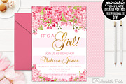 Gold And Pink Flowers Baby Shower, an Invitation Template by Blush Roses Print (Thumbnail 1 of 2)