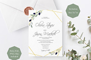 Greenery Wedding Invitation Suite, an Invitation Template by SunRayArtDesigns (Thumbnail 2 of 14)