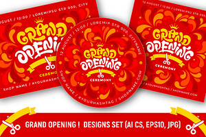 Grand Opening Lettering Set, a Decorative Illustration by Vector beauty