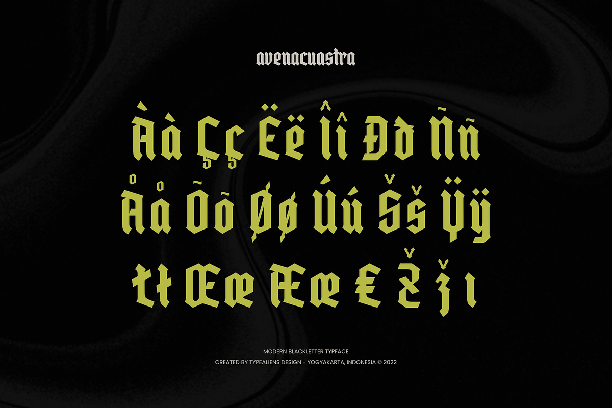 Avenacuastra, a Blackletter Font by ilhamtaro (Photo 10 of 10)