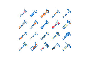 Hammer tools illustration selection, an Object Graphic by pikepicture