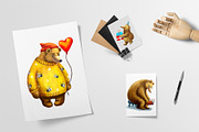 Bear in Love - Clipart Set, an Animal Illustration by Mashamashastu (Thumbnail 5 of 8)
