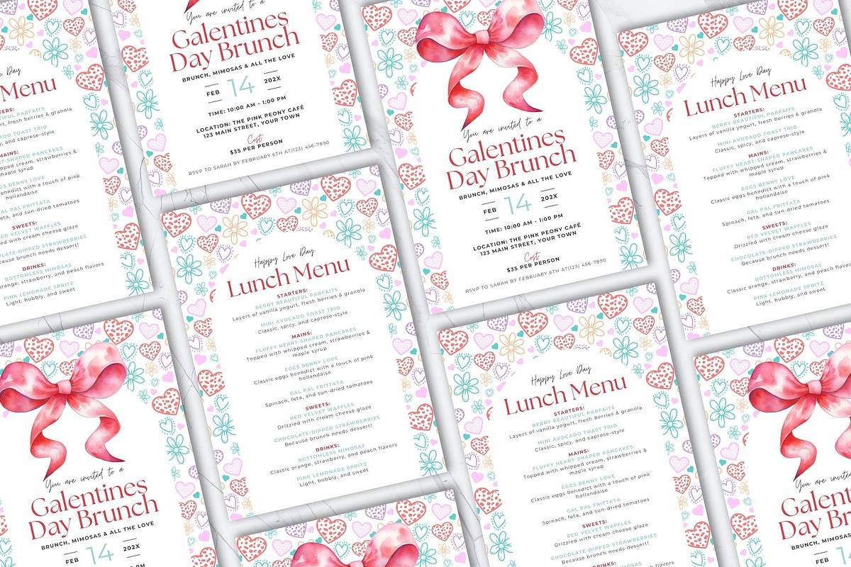 Galentines Day Brunch Invite & Menu, an Invitation Template by Tracia Creative (Photo 4 of 7)