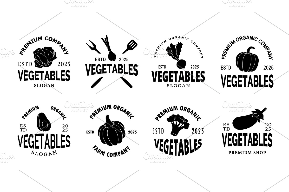 Set of vegetables logo template, an Object Illustration by GraphiShop