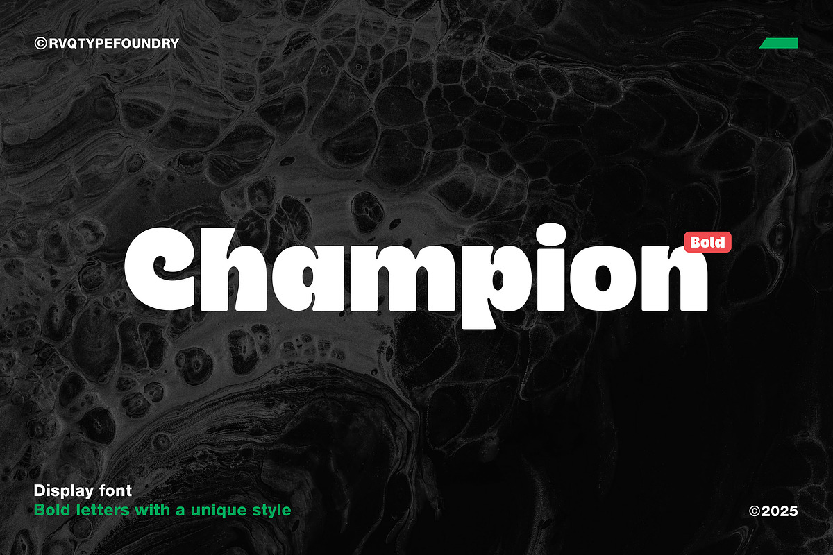 Champion is Bold, a Sans Serif Font by Rvq Type Foundry (Photo 1 of 7)