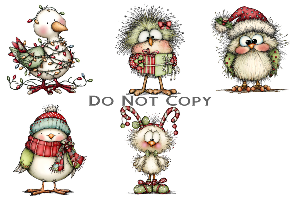 Whimsical Fluffy Christmas Birds, an Illustration by Craft Nest (Photo 4 of 9)