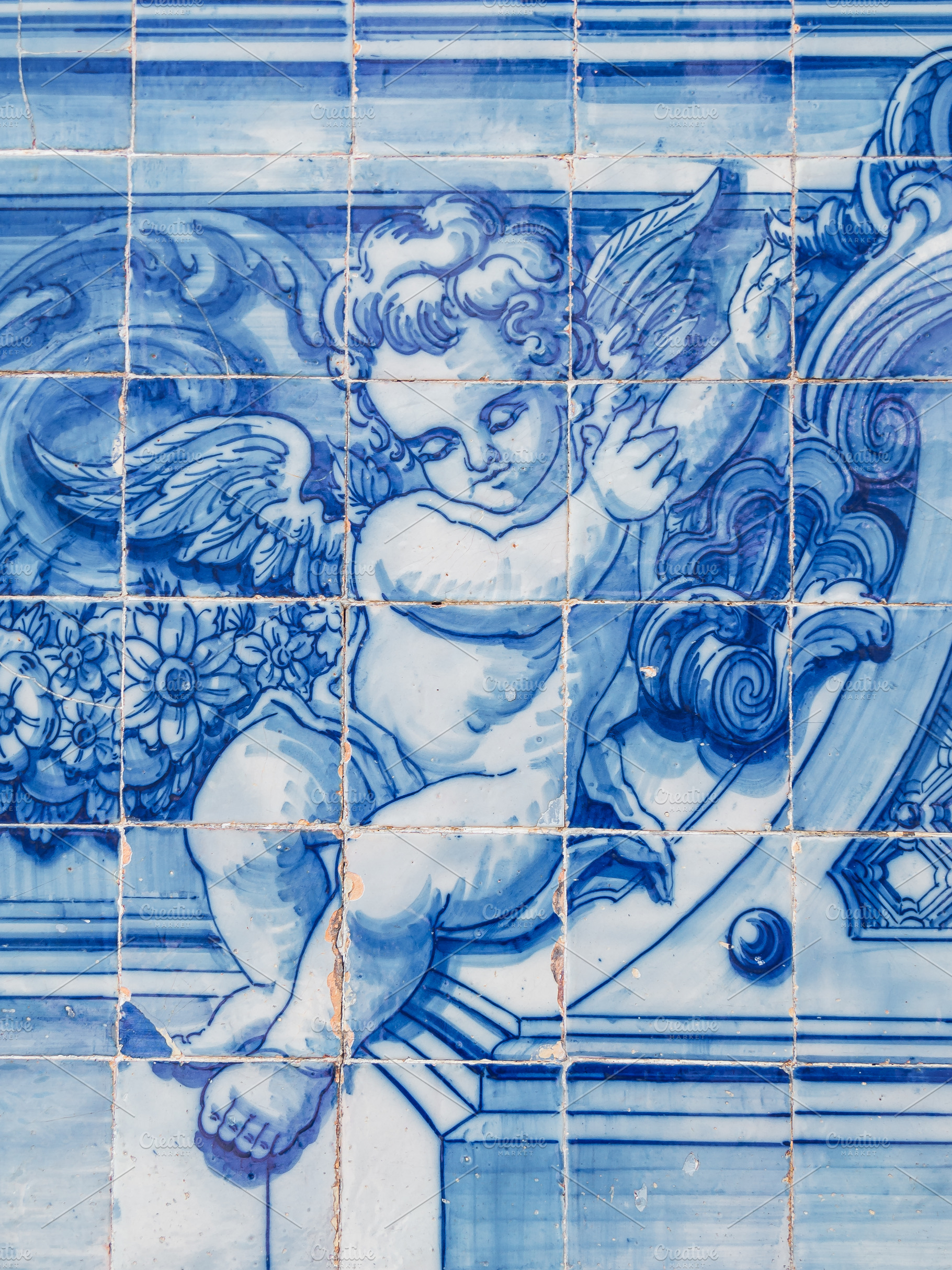 Portuguese tiles containing artistic, traditional, and old, an Abstract Photo by Pabkov