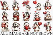 Cute Penguins Valentine Clipart, an Illustration by Canvas Craft (Thumbnail 3 of 6)