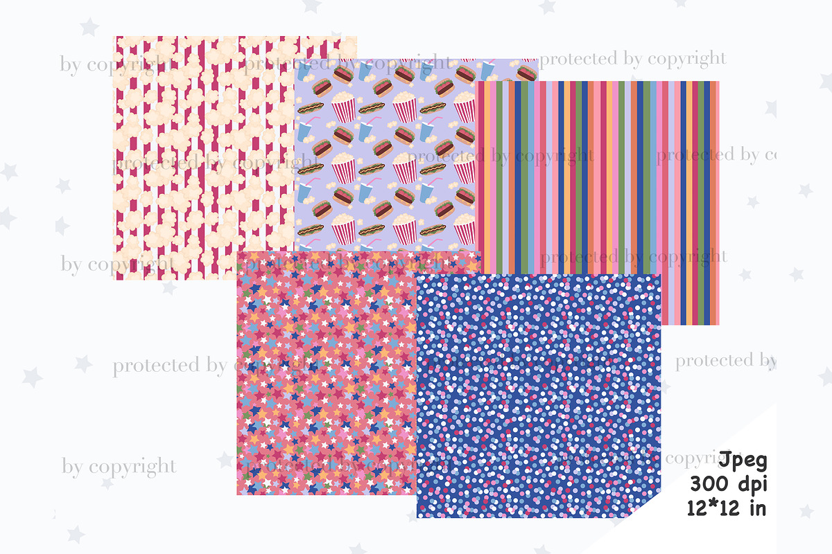Movie Night Digital Paper, a Pattern Graphic by GlamArtZhanna (Photo 3 of 4)