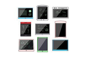 digital handwriting pad set cartoon, an Object Illustration by pikepicture