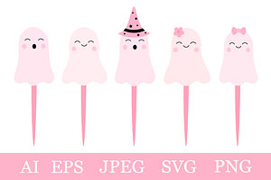 Halloween Pink Ghost Cake Topper