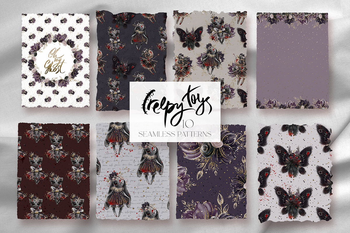 Creepy Halloween Voodoo Patterns, a Pattern Graphic by KaramfilaS (Photo 1 of 14)