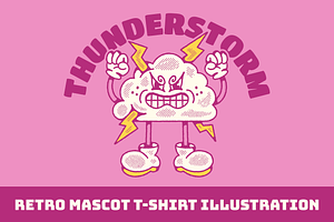 Retro Thunderstorm Cloud Mascot