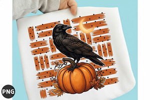 Preppy Halloween Raven Pumpkin, a Seasonal Illustration by designcity5