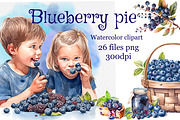 Blueberry Pie, Watercolor clipart., a Person Illustration by AkvarelRiver (Thumbnail 1 of 4)