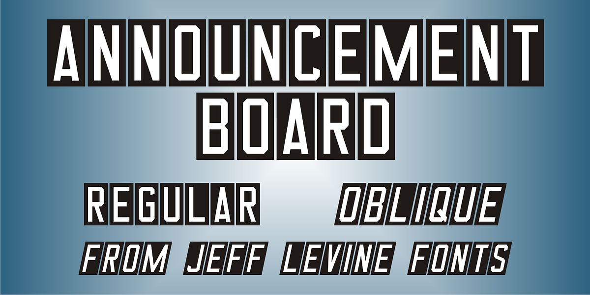Announcement Board JNL, a Sans Serif Font by Jeff Levine Fonts