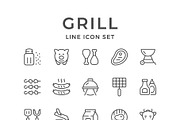 Set line icons of grill, an Outline Icon by motorama (Thumbnail 1 of 2)