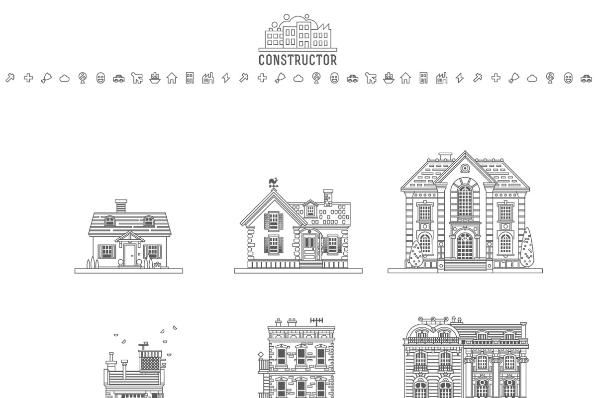 Construct your city, flat vector KIT, a Food Illustration by Oleg Beresnev (Photo 3 of 4)