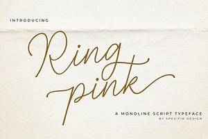 Ringpink - Monoline Script Font, a Script Font by Spesifikstd