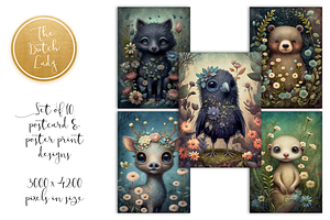 Forest Animals Postcard Print Set 2