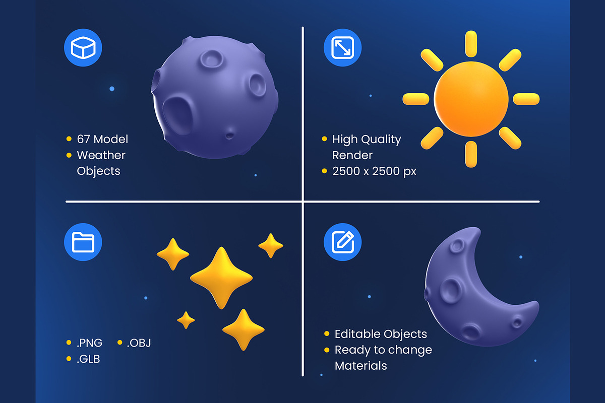 Weather 3D Icons, an Object 3D Model by Rakata Studio (Photo 2 of 7)