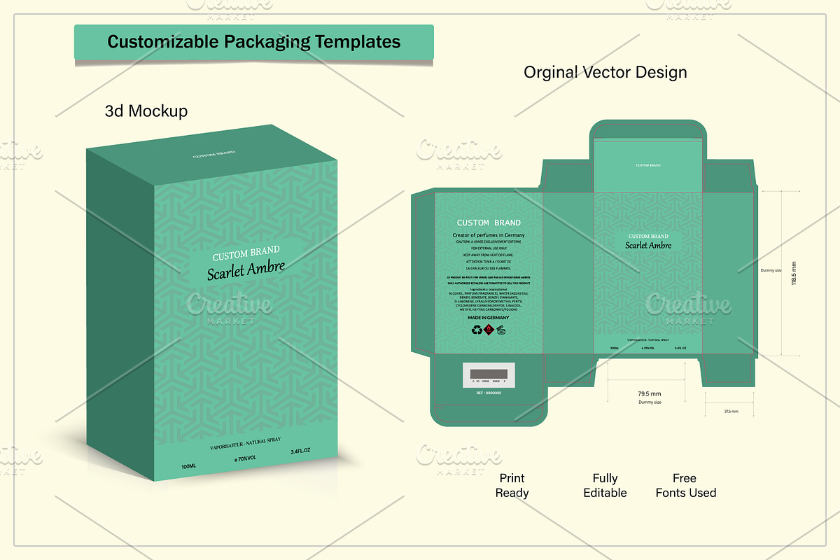 Perfume Packaging box Design 3d mock, an Object Graphic by sumonuix (Photo 3 of 3)