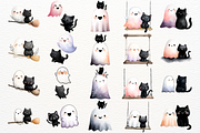 Halloween Ghost Cat Clipart PNG, a Seasonal Illustration by SugarCloudStudioArt (Thumbnail 4 of 6)