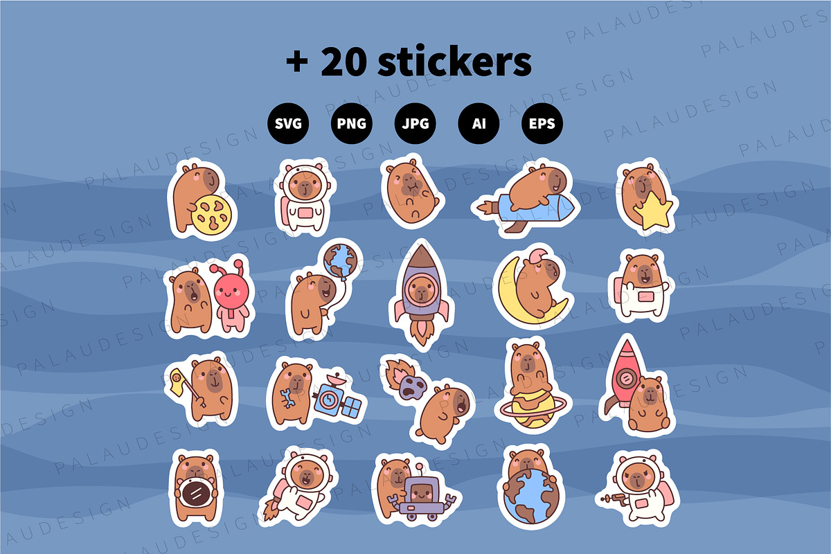 Capybara Space Clipart Set, an Education Illustration by Palau (Photo 10 of 10)