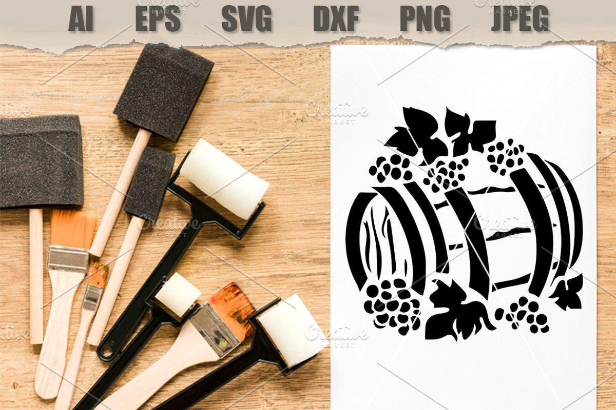 Stencil Wine Barrel, a Decorative Illustration by MARYCRAFTIRIA (Photo 2 of 3)