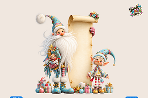 Whimsical Santa Gnome Holiday Scroll