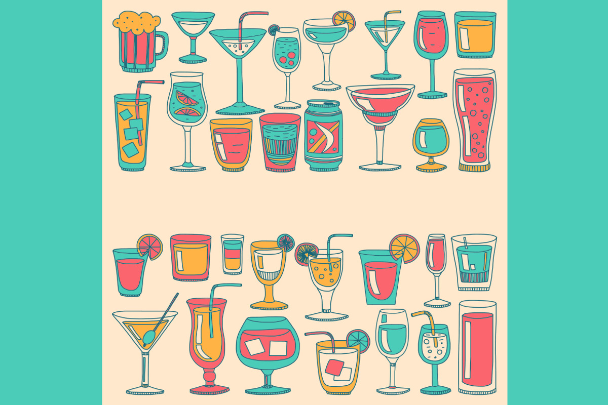 Doodle cocktail icons and patterns, a Pattern Graphic by Art Loft (Photo 16 of 16)