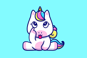 Cute Unicorn Sitting And Teasing, an Animal Illustration by Catalyst Labs