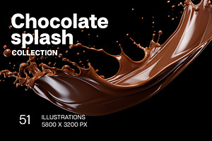 Chocolate splash. 51 images, a Food Illustration by Handmadefont