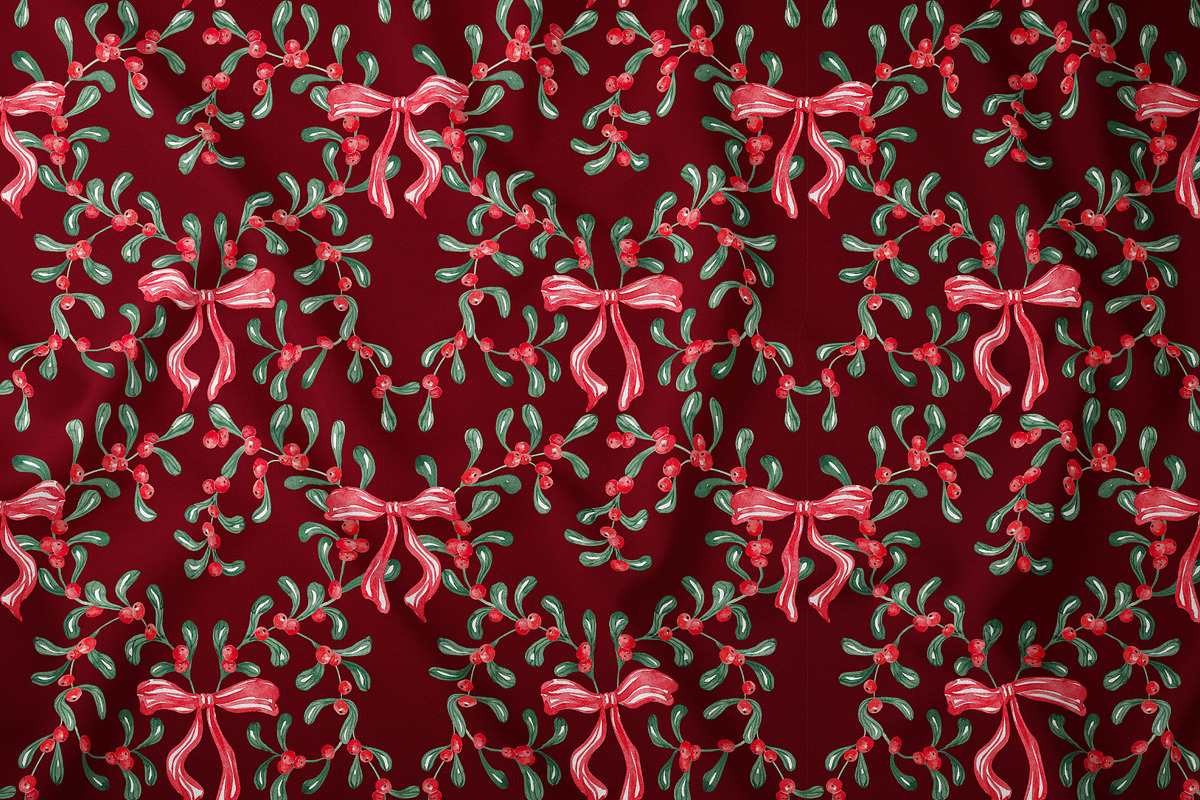 Christmas Mistletoe Ornamental Print, a Pattern Graphic by SirenaArt (Photo 14 of 14)