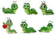 Watercolor Caterpillar Clipart, an Illustration by Dream Creation (Thumbnail 2 of 7)