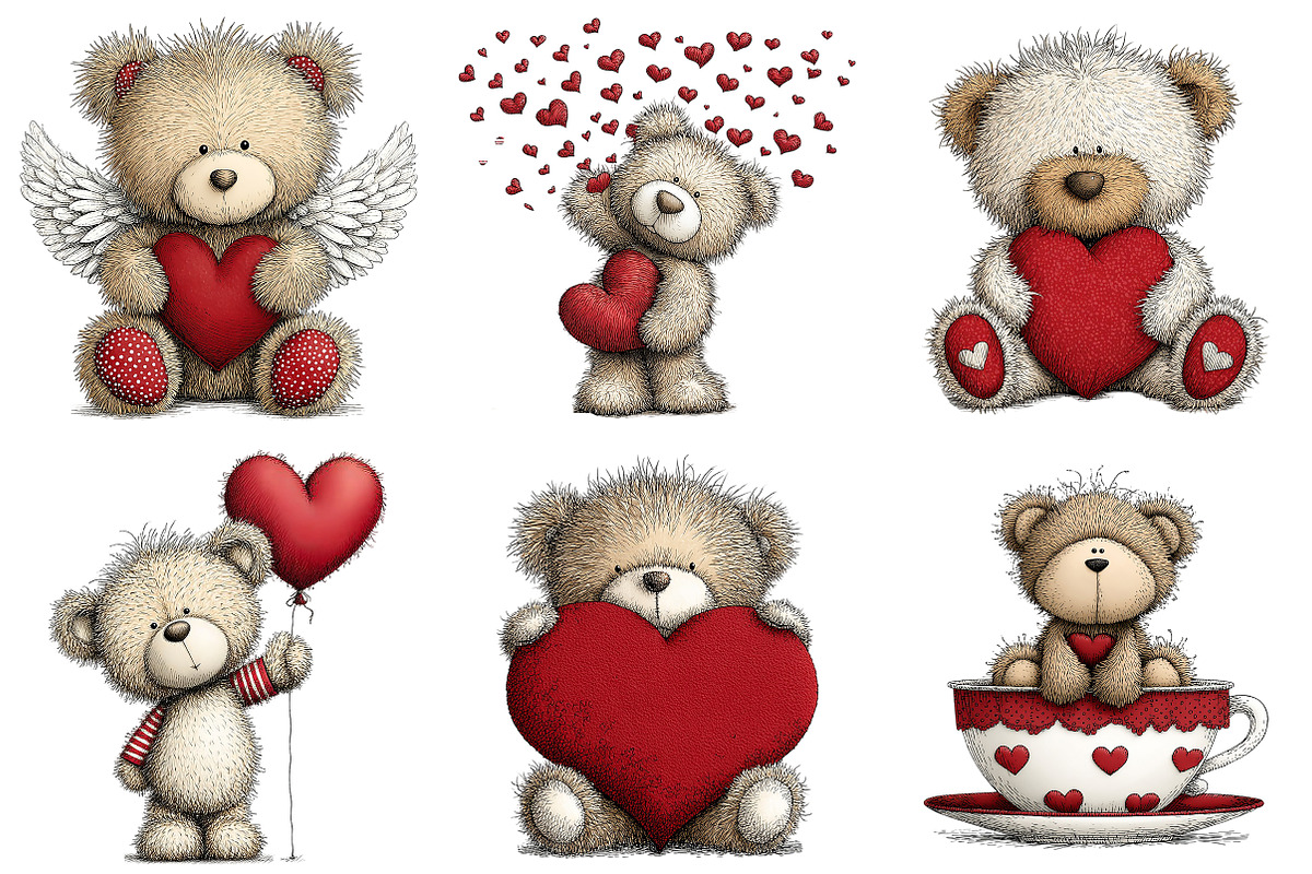 Valentine’s Day Teddy Clipart, an Illustration by Craft Nest (Photo 6 of 11)