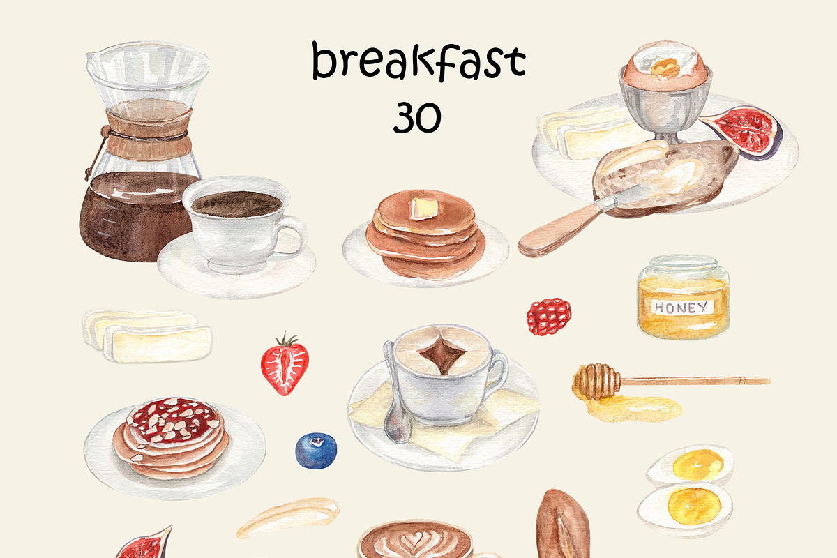 Pastry Cafe Croissant Breakfast, a Food Illustration by Catch the Dream Art (Photo 3 of 8)